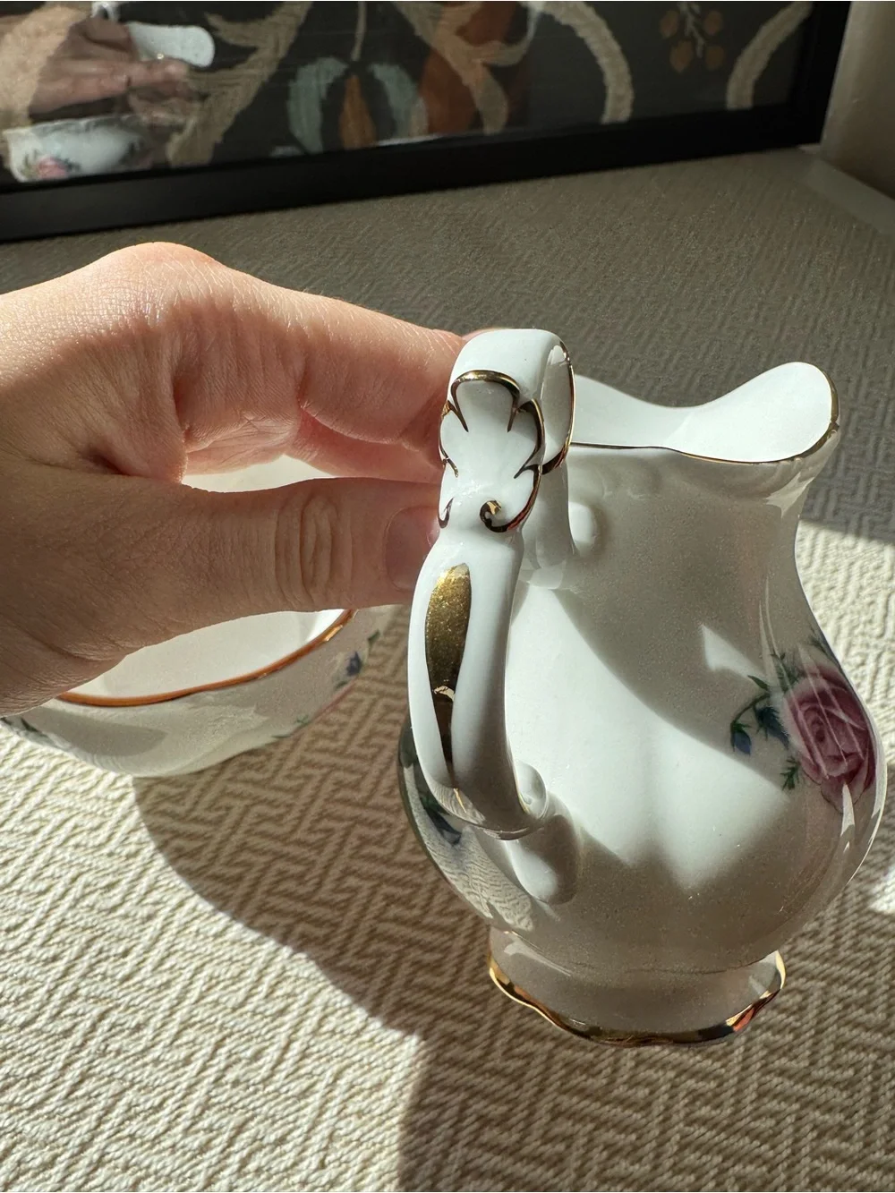 Vintage Royal Albert Bone China Sugar Bowl & Creamer – Pink Roses – England